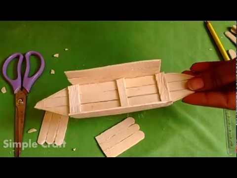 How to make boat with ice cream sticks. .(Simple Craft by Sowmya Madhusudhan)