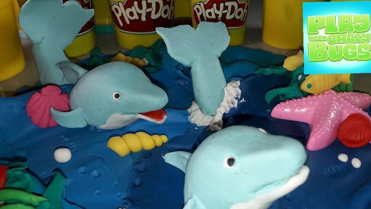 How to make DOLPHINS & CORAL Paradise of Play Doh. Creative DIY. CRAFTS. Tutorial for kids.