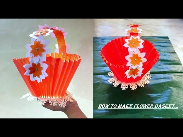 HOW TO MAKE FLOWER BASKET##simple and easy craft#beautiful flower pot#DIY#paper work#craft work