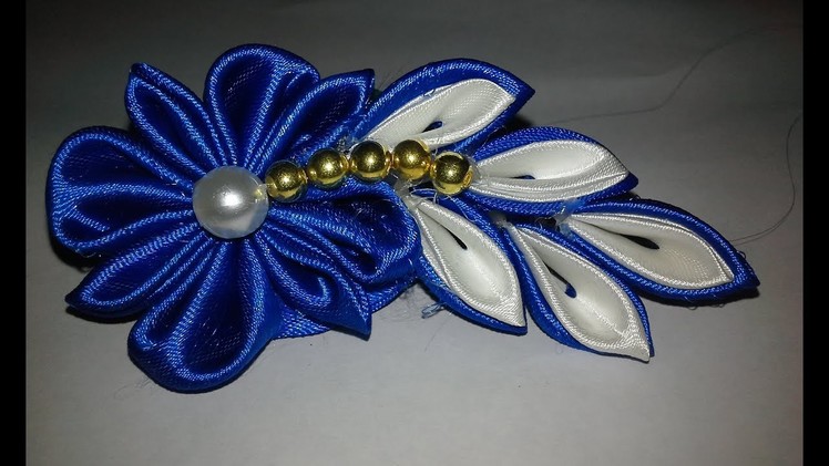 How to make ribbon hair clips.diy craft idea.ribbon flower tutorial|