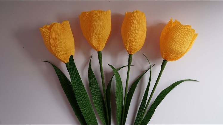 How To Make Tulip Using Crepe Paper - Flower Twisting Craft Tutorial – Quick And Easy