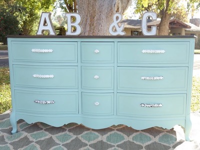 How To: Makeover: Refinishing this lovely 9 drawer dresser in Sea Glass