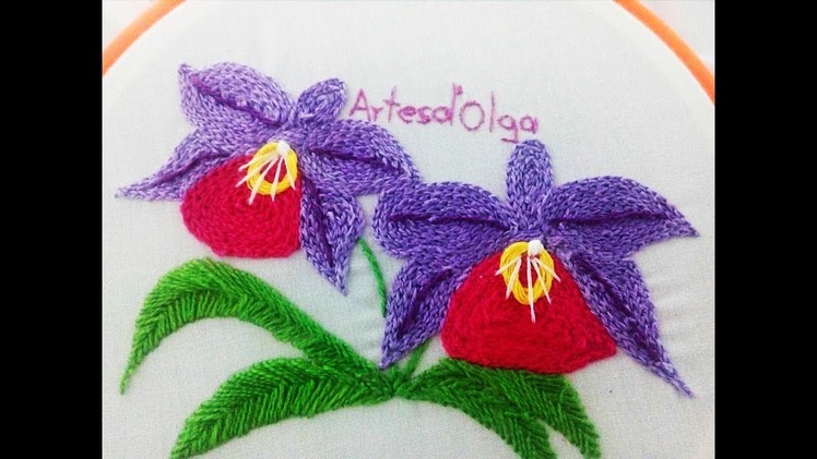 How to Stitch Orchids with Chain Stitch|DIY Hand Embroidery Tutorial |Orquídeas en Punto Cadeneta