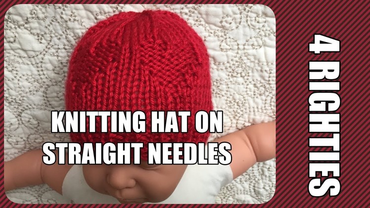 #LittleHatBigHeart OR #Valentine's Hat with ❤️  , Knitted On Straight Needles - 4 Righties