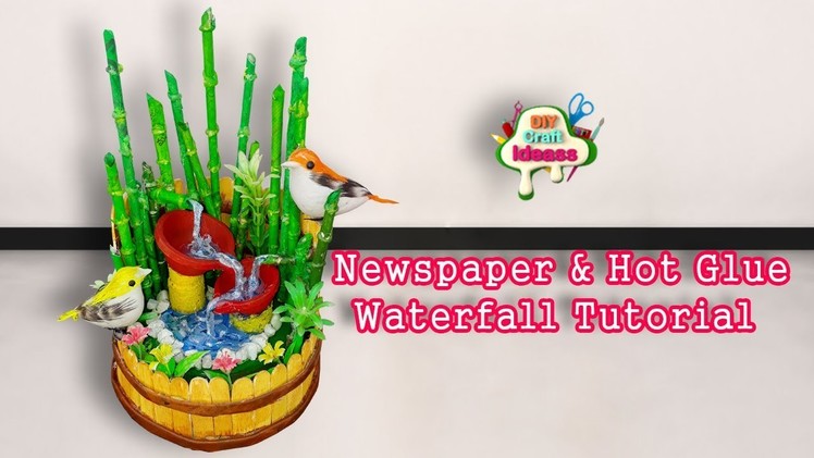 Newspaper Waterfall #Hot Glue Waterfall Tutorial Update # DIY Craft Ideas