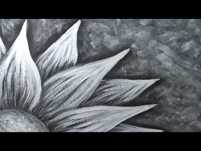 Painting a Flower with Black and White Gesso or Acrylic Paint
