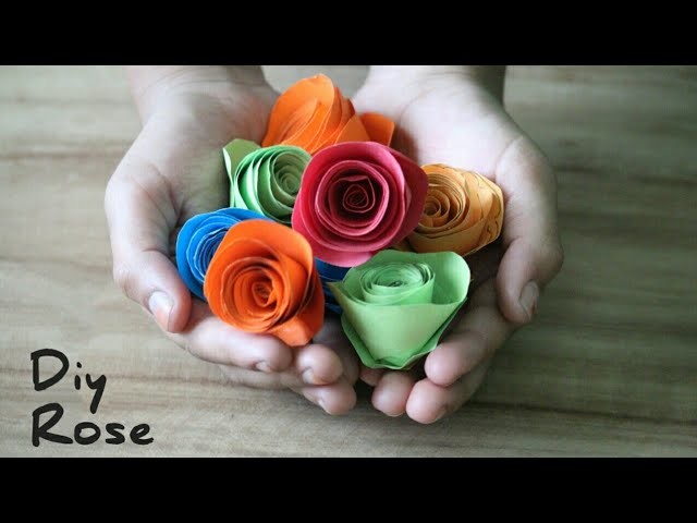 Paper rose making easy method.Easy paper flowers.Craft ideas.How to make paper roses by KovaiCraft