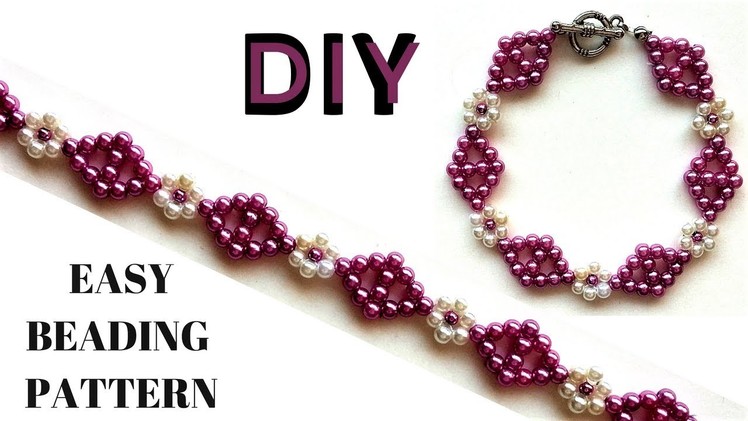 Simple beaded pattern  Bracelet making tutorial  DIY Bracelet with beads
