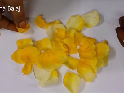 Simple Rose petal bridal hair decoration with yellow roses | Sudha Balaji craft