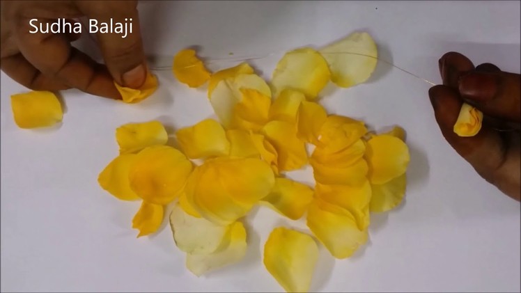 Simple Rose petal bridal hair decoration with yellow roses | Sudha Balaji craft