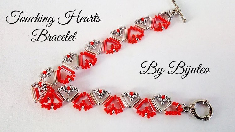 Touching Hearts Bracelet  - Tutorial (with bugles) ❤️