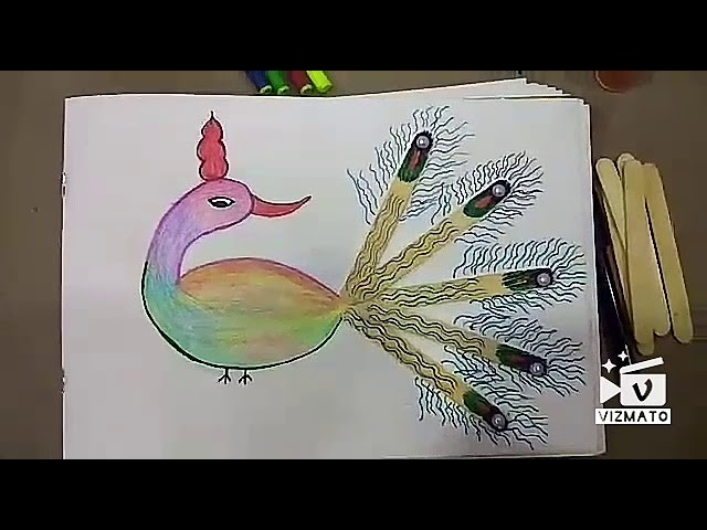 Very easy and Intresting Peacock craft with ice cream stick