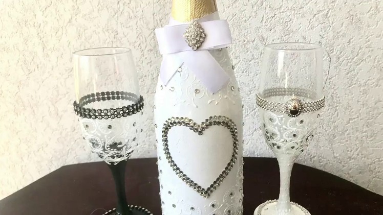 Wedding bottle decor of champagne.