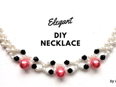 Beaded necklace.  Easy beading pattern for beginners. Diy necklace