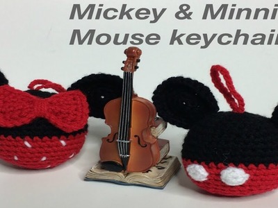 Crochet Mickey & Minnie keychain. charms