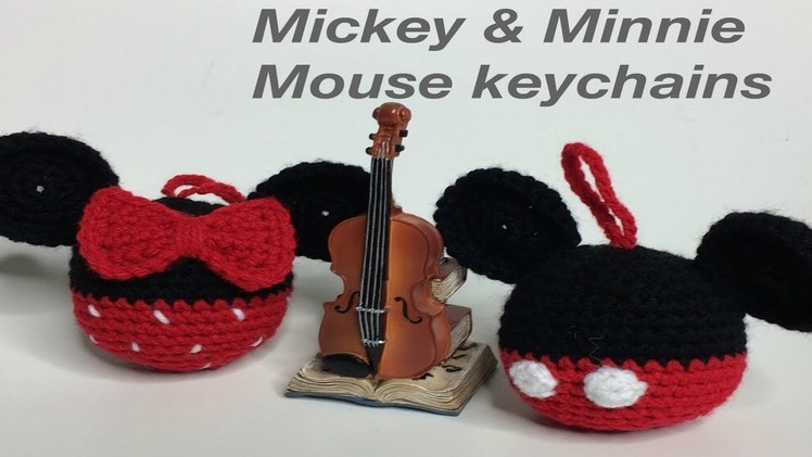 Crochet Mickey & Minnie keychain. charms