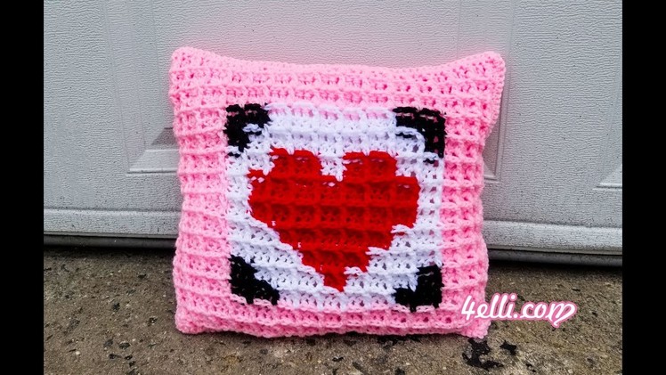 Crochet Waffle Stitch Graphing: Pillow for Valentine's Day Tutorial (EN)