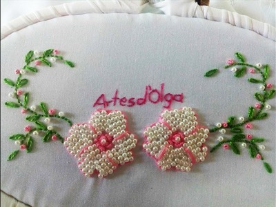 DIY Bead Embroidery: Pearl Flower Stitch | Flores Bordadas Con Perlas | Hand Embroidery