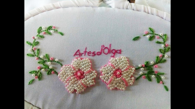 DIY Bead Embroidery: Pearl Flower Stitch | Flores Bordadas Con Perlas | Hand Embroidery