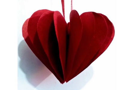 DIY Craft-Paper Valentine craft-Origami 3d Paper Heart for Decoration