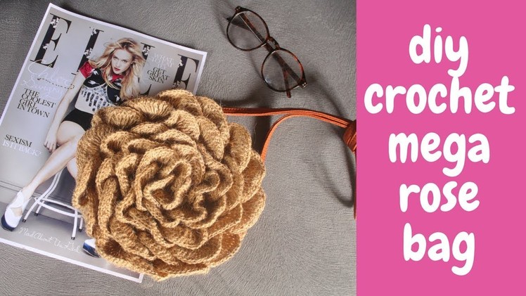 Diy crochet mega rose bag