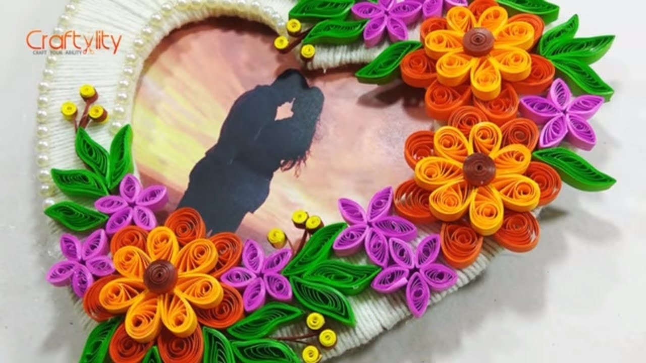 DIY Heart Shaped Quilling Photo Frame from paper and cardboard, How to