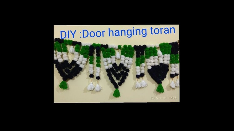 DIY. How to make door toran from woolen.How to make door hanging toran at home.Pompom toran #