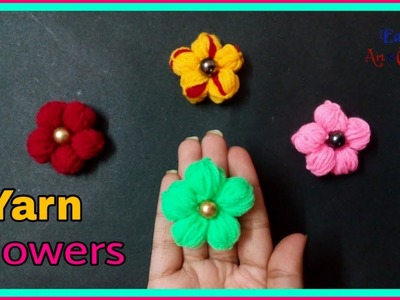 DIY No Knitting Yarn Flower - How To Make Yarn Flowers - DIY Yarn Craft