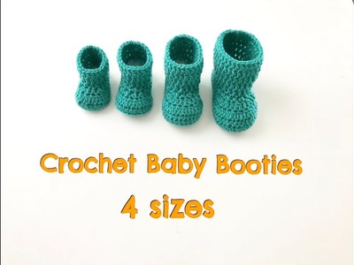 Easy Crochet Baby Booties (4 sizes)