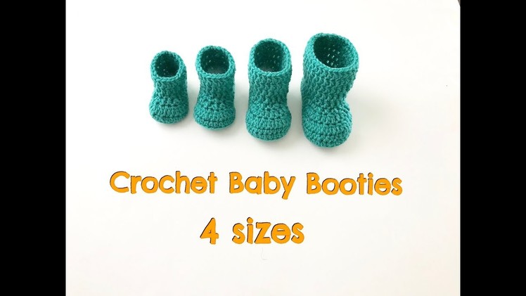 Easy Crochet Baby Booties (4 sizes)