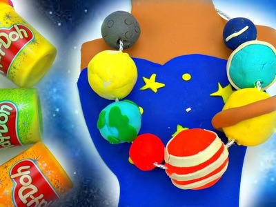 Easy DIY How to make Play Doh Solar System Planets Necklace | Learn Planet Colors & Makespace Kids