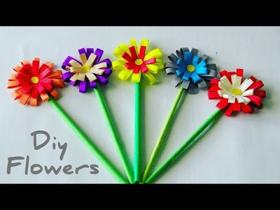 Easy paper flower making. colorful paper flowers.How to make paper flowers. Craft by KovaiCraft
