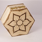 Flower Trinket Box Wood Burnt Boxes Dotted Pyrography Storage Container Handmade (Medium Item)