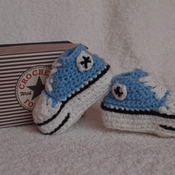 Handmade Crochet Converse Booties - Size 0-3 Months