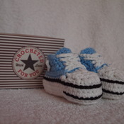 Handmade Crochet Converse Booties - Size 0-3 Months