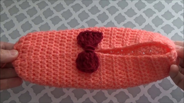 How To Crochet A Slipper With A Bow, Lilu's Handmade Corner Video # 227