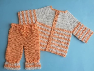 How to Crochet Baby Sweater Jacket with Pants (part 2)
