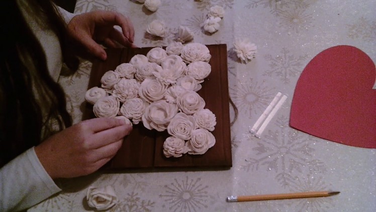 How to make a  Wood Flower Heart Decor