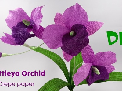 How to make Cattleya Orchid flowers from crepe paper | Crepe paper flower Tutorials