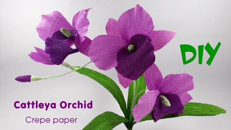 How to make Cattleya Orchid flowers from crepe paper | Crepe paper flower Tutorials