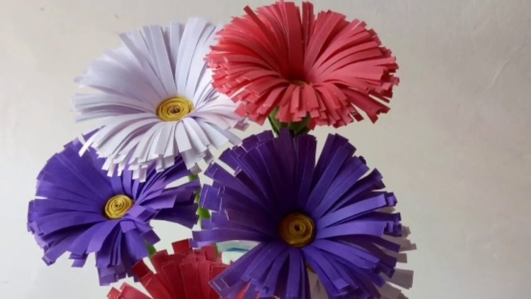 How to Make Chrysanthemum flower with Paper.Making Paper Flowers Step by Step.