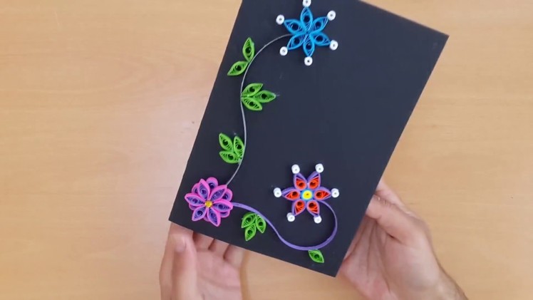How to make DIY Paper Quilling Card - DIY Paper Crafts - Birthday Gift Card Ideas # 48
