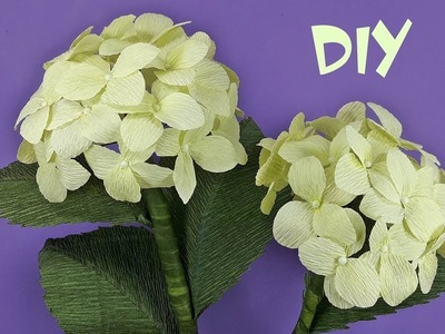 How to make Hydrangea flowers from crepe paper | Crepe paper flower Tutorials