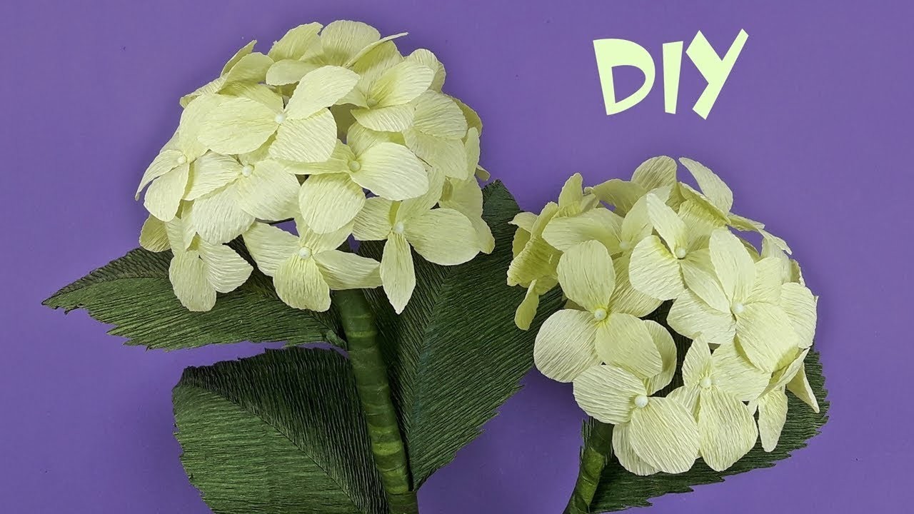 How to make Hydrangea flowers from crepe paper | Crepe paper flower Tutorials