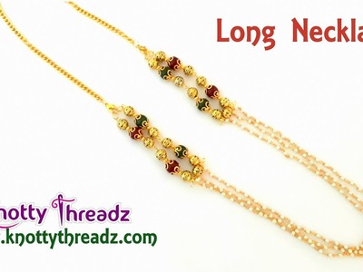 How to Make Long Pearl Chain Necklace | DIY Imitation Handmade Jewelry | www.knottythreadz.com