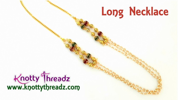How to Make Long Pearl Chain Necklace | DIY Imitation Handmade Jewelry | www.knottythreadz.com