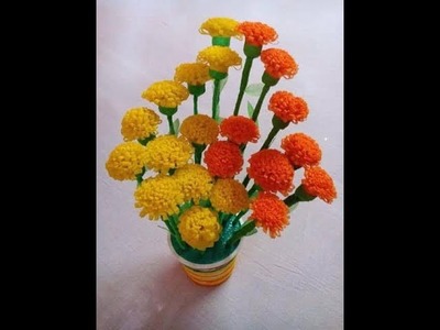 How to make Marigold flower from Shopping Bag
