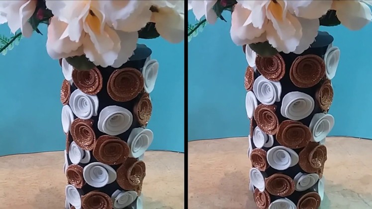 HOW TO MAKE PAPER FOAM SHEET FLOWER VASE AT HOME IN LOW COST 2018 EASY STYLISH VASE(EASY STYLE)
