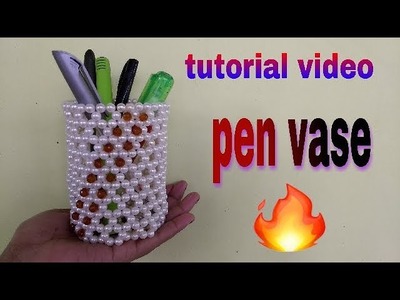 How to make Pen vase from beads(. পুঁতির পেনদানি)