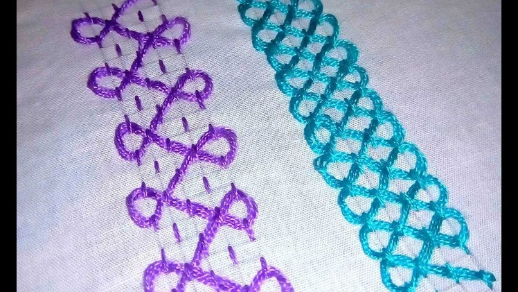 How to make simple nokshi katha new design border line  video tutorial|hand embroidery